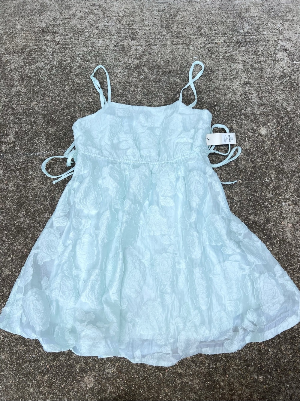 NWT Francesca’s Mi Ami Baby Blue Mint Joss Jacquard Babydoll Mini Dress Small